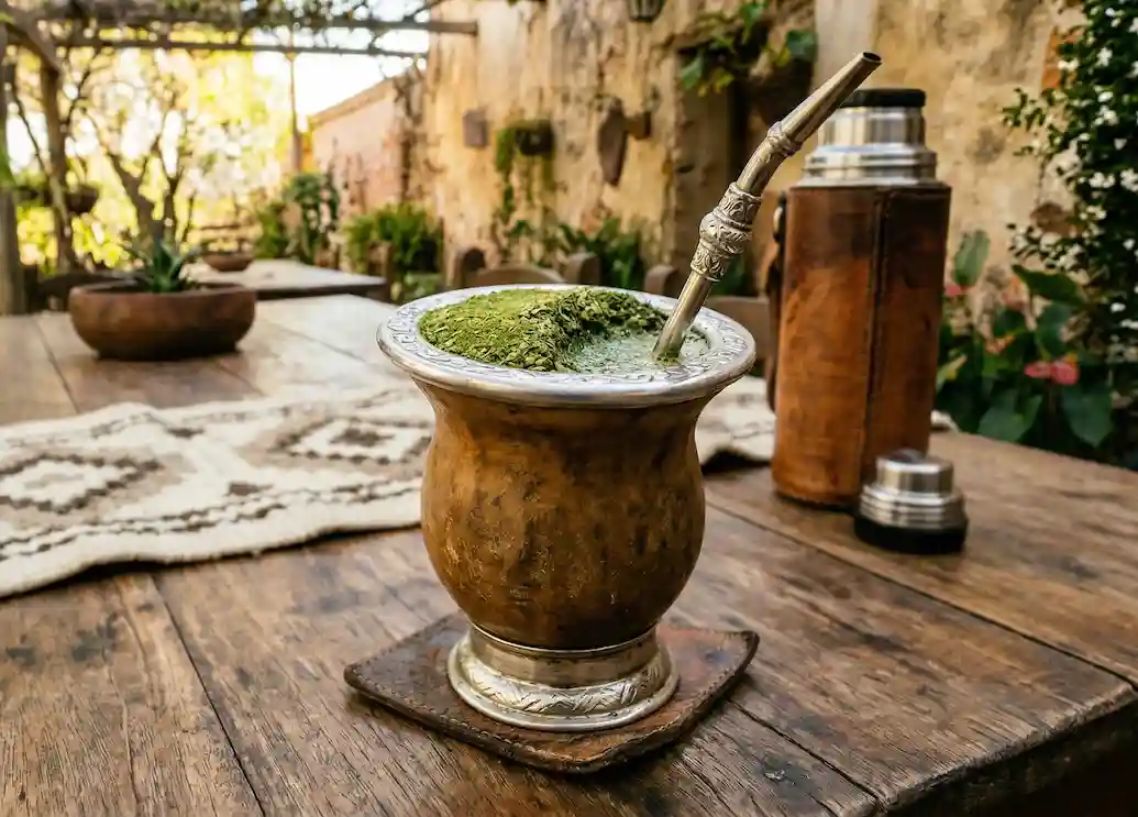 Calabaza y bombilla representando el ritual tradicional de la yerba mate