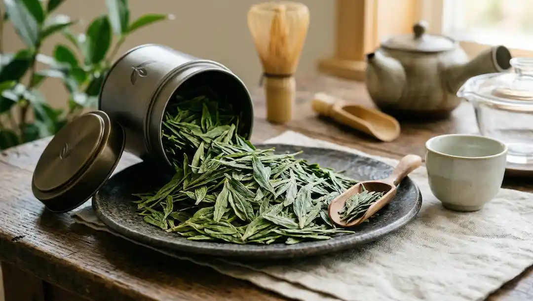 Hojas de té enteras y vibrantes que revelan frescura y calidad