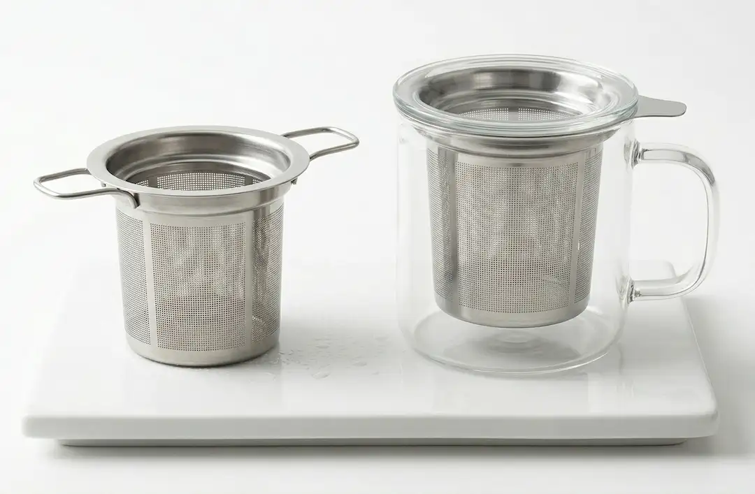 Wide infuser basket and mug with built-in infuser