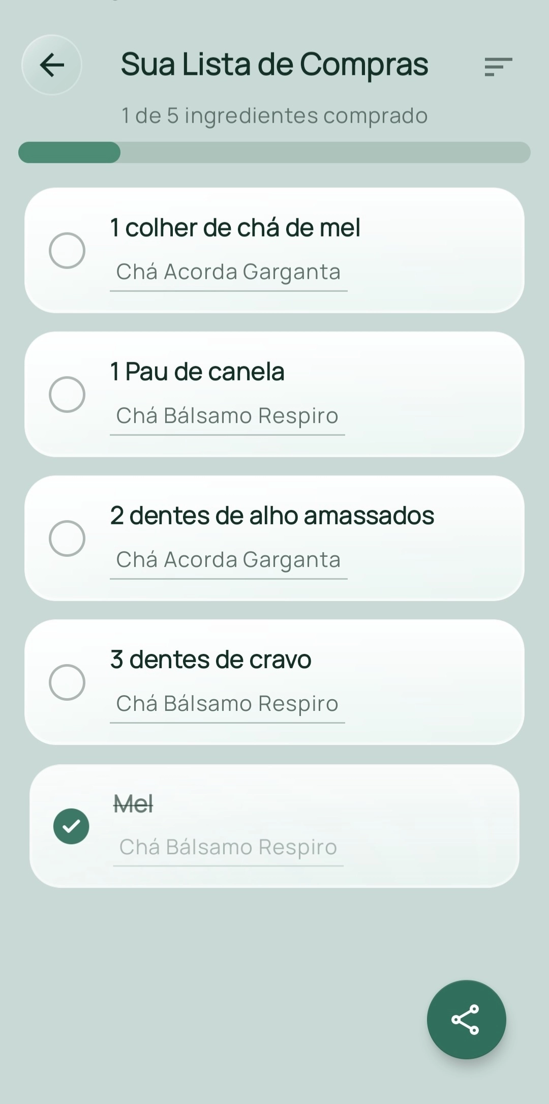 Sua lista de compras